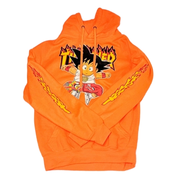 🔥 Southern Saltwater Men's Dragonball Z Goku Thrasher Hoodie Orange, Small 💥 - Picture 1 of 3